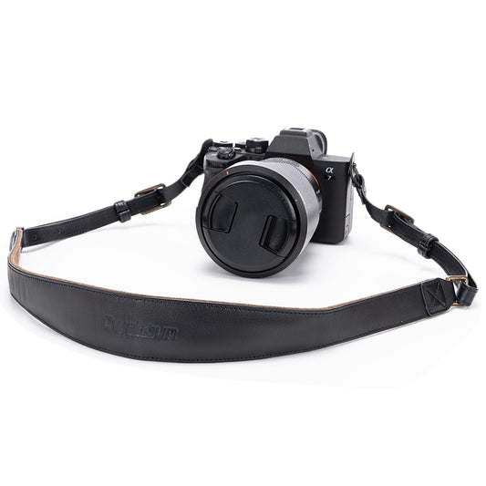 Cwatcun Genuine Leather Camera Strap, Adjustable Neck or Shoulder Sling Strap for Photographers for Nikon Canon Sony Olympus DSLR, Black