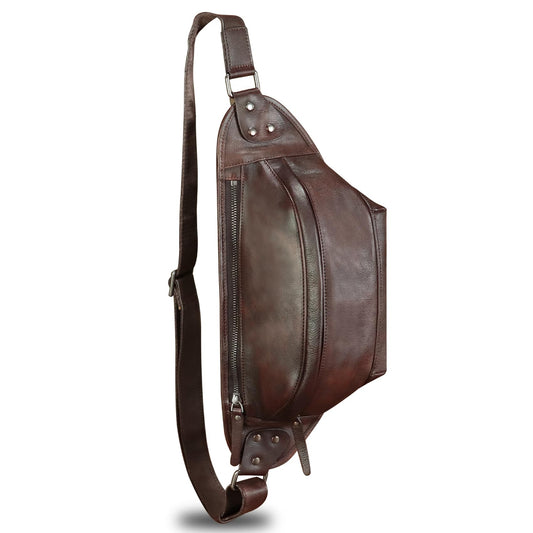 Genuine Leather Fanny Packs for Men and Women Hip Waist Bag Real Leather Fanny Sling Bag Crossbody Chest Purse (Coffee)