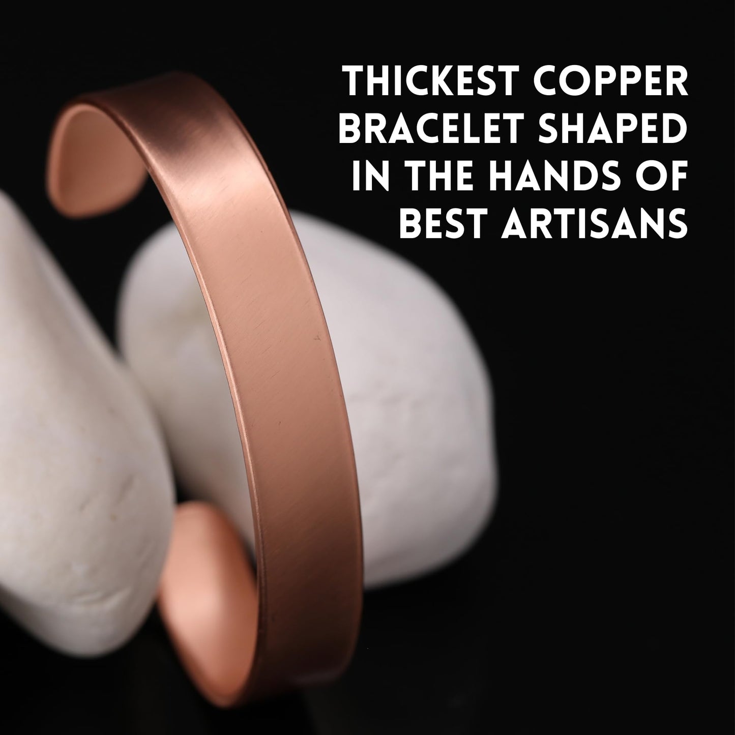 Handmade Pure Copper Bracelet for Women and Men - Thickest Copper Bracelet for Pain Relief and Stress Relief - Adjustable Carved Copper Bracelets to Fit many Size Wrist -The most ideal thickness, with a thickness of 2 mm, easy to shape. (Plain) (Plain)