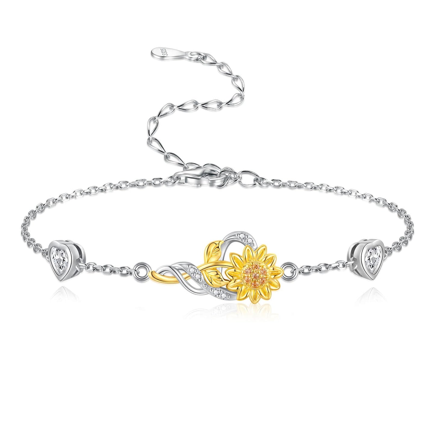 oGoodsunj Sunflower Necklace Jewelry Set fo Women Sterling Silver Anklet Bracelet Earrings You Are My Sunshine Pendant Gifts for Mom Daughter Wife (Bracelet B)
