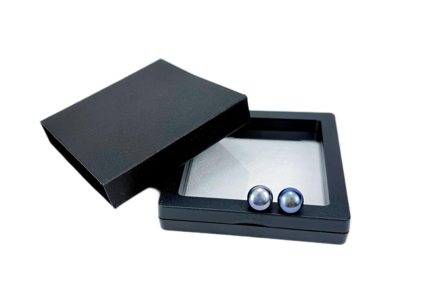 COYATE Pearl Earrings Sterling Silver Freshwater Black Pearl Stud Earrings for Women Hypoallergenic, Button Shape Real Pearls 9-9.5mm, Simple Elegant Jewelry Gift for Her,Mother,Bride,Friend