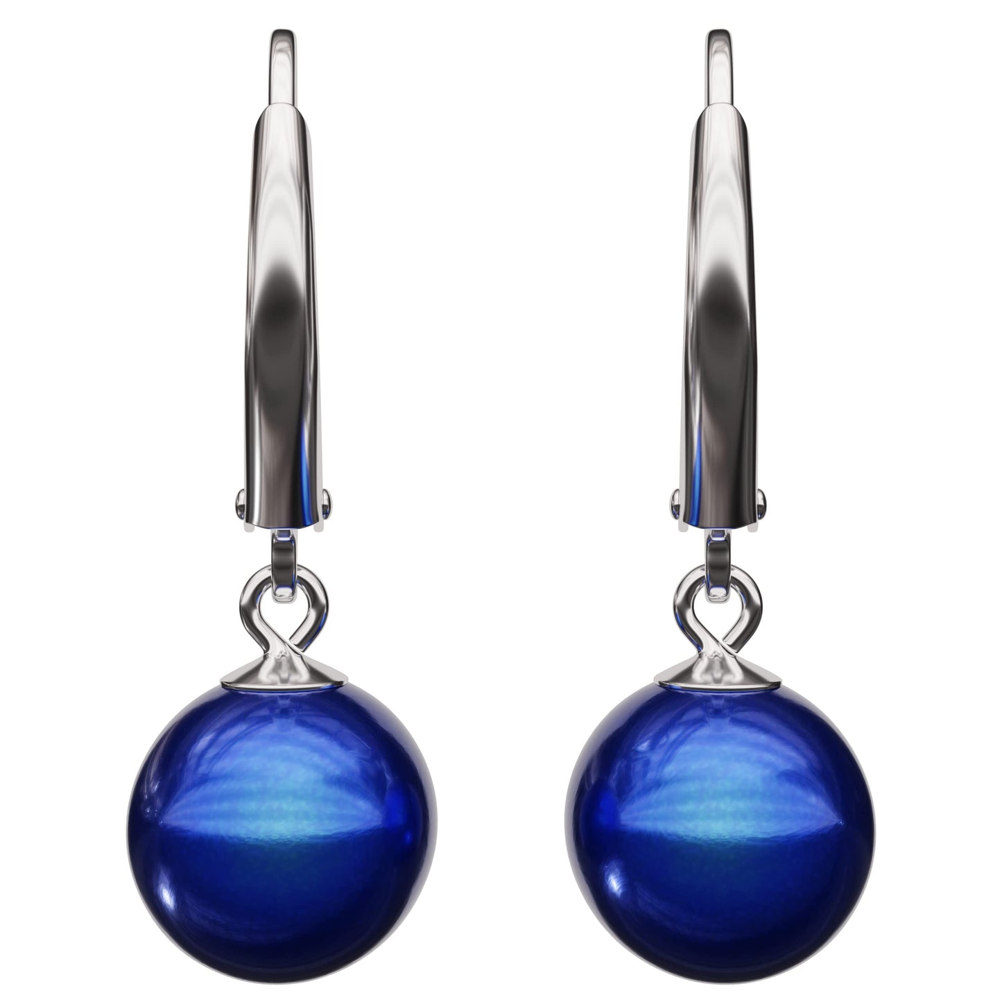 Lova Jewelry Pearl Drop Earrings Leverback Hoop Earrings for Women (Cobalt)