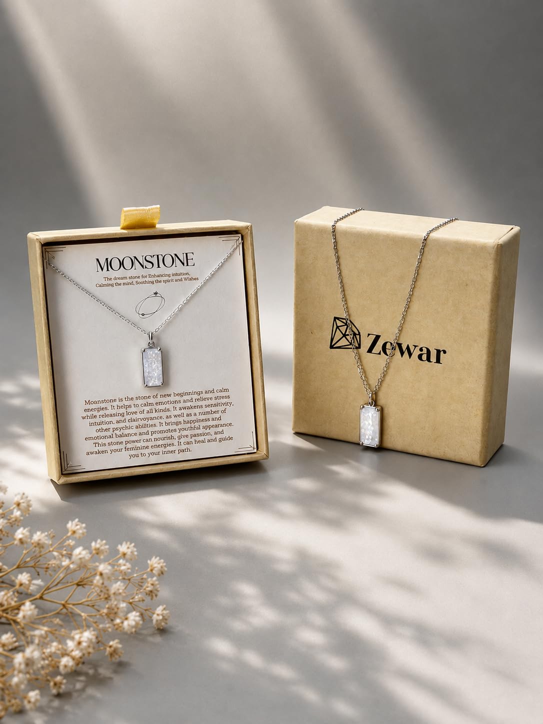ZEWAR Rainbow Moonstone Necklace for Women, 925 Sterling Silver New Beginnings Pendant, Meaningful Gift for Her, Friend, Wife, Daughter, Birthday or Graduation and Moms