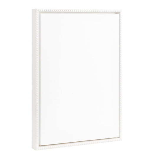 Kate and Laurel Sylvie Beaded Blank Vintage Framed Canvas Wall Art, 18x24 White, Modern Empty Canvas for Paint-Your-Own Art, Premium Canvas Already Framed
