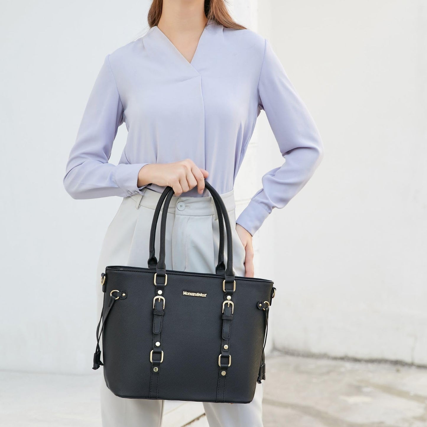 Montana West 3PCS Purses for Women Tote Bag and Wallet Set Shoulder Satchel Crossbody Bags Leather Handbag for Gift Travel Casual Work MWC-HB-SET3-C032W-BK