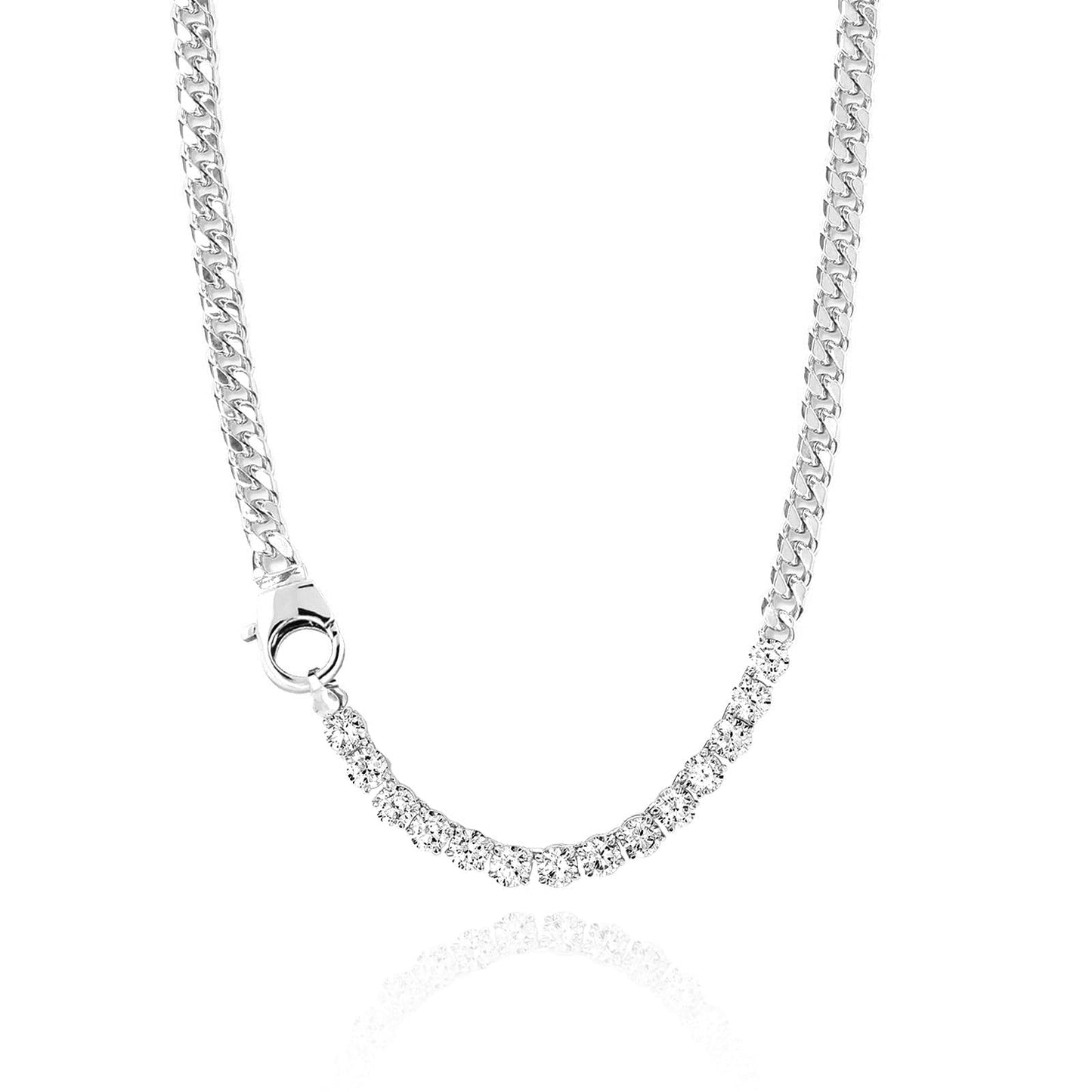 LULII Tennis Necklaces for Women 14K Silver Plated Chunky Cubic Zirconia Choker Cuban Link Chain for Women Jewelry Gifts