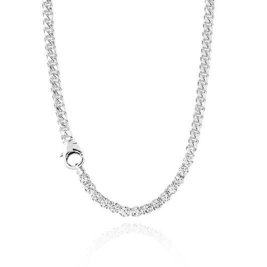 LULII Tennis Necklaces for Women 14K Silver Plated Chunky Cubic Zirconia Choker Cuban Link Chain for Women Jewelry Gifts
