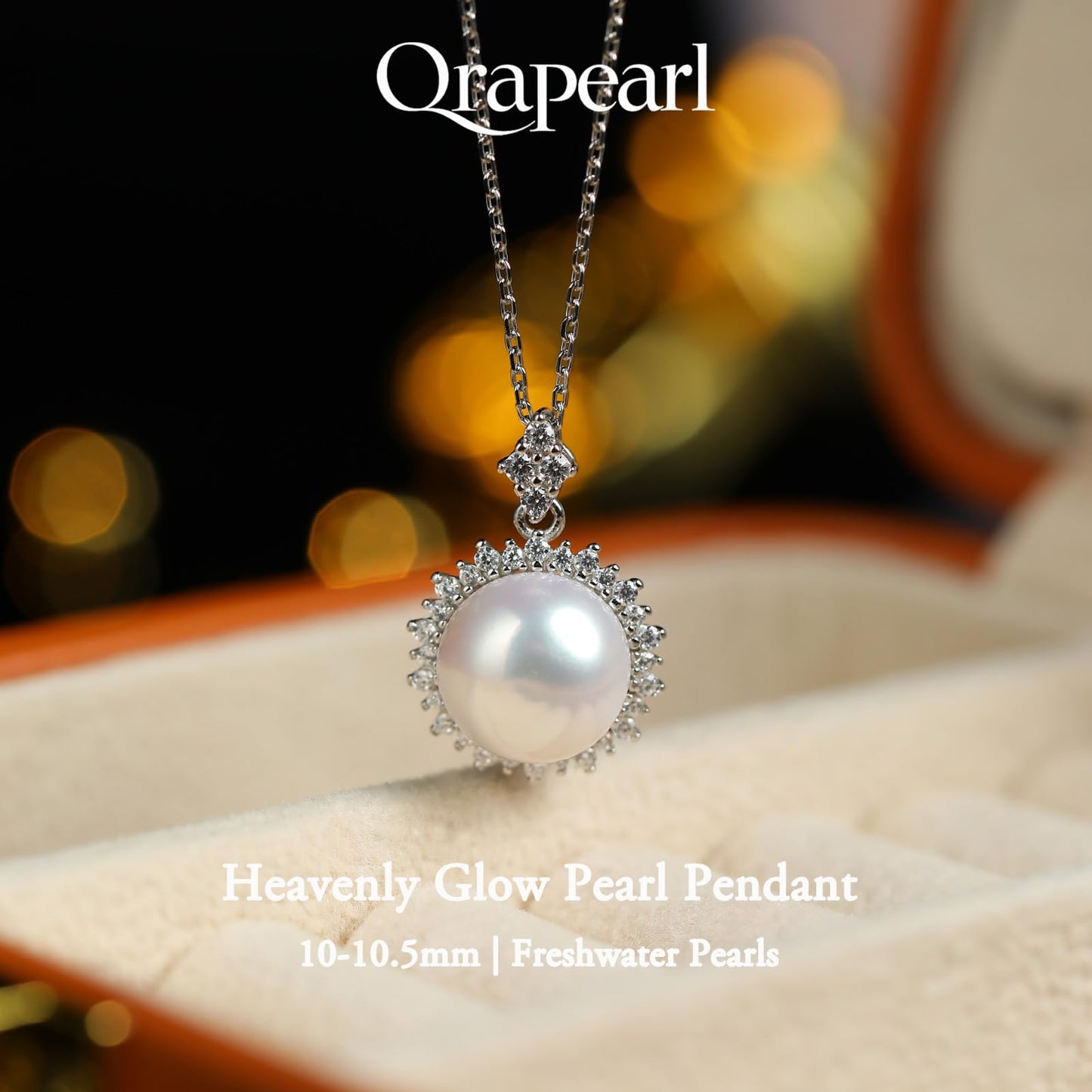 Orapearl Freshwater Pearl Pendant Necklace AAAA 10-10.5mm Elegant Jewelry Gift for Wife Mom Girlfriend Her Women with 925 Sterling Silver Chain June Birthstone for Anniversary Birthday Wedding