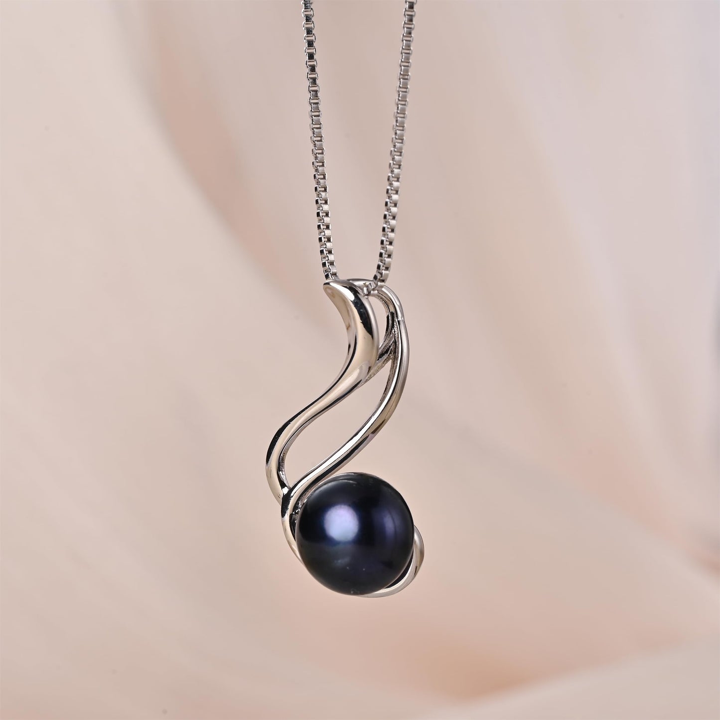 HENGSHENG Pearl Jewelry Set For Women 926 Sterling Silver Necklace Pearl Pendant & Pearl Earrings Freshwater Pearl Drop Jewelry Set for Wedding Prom Gift