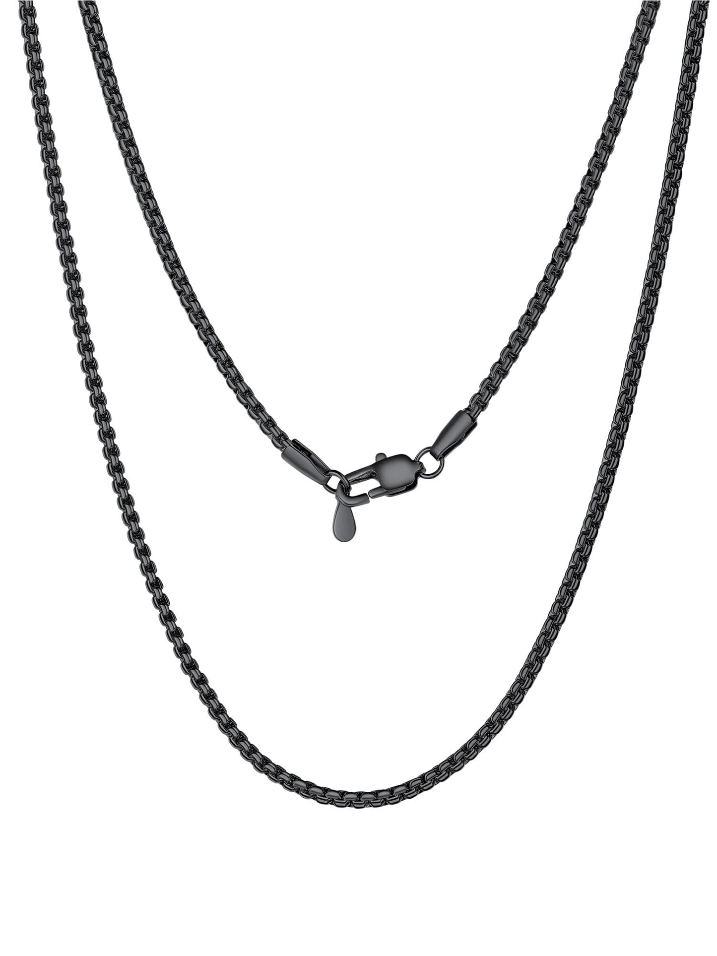 PROSTEEL Black Necklace Chain 2mm Black Stainless Steel Necklace for Men Minimalist Gothic Jewelry 20inch