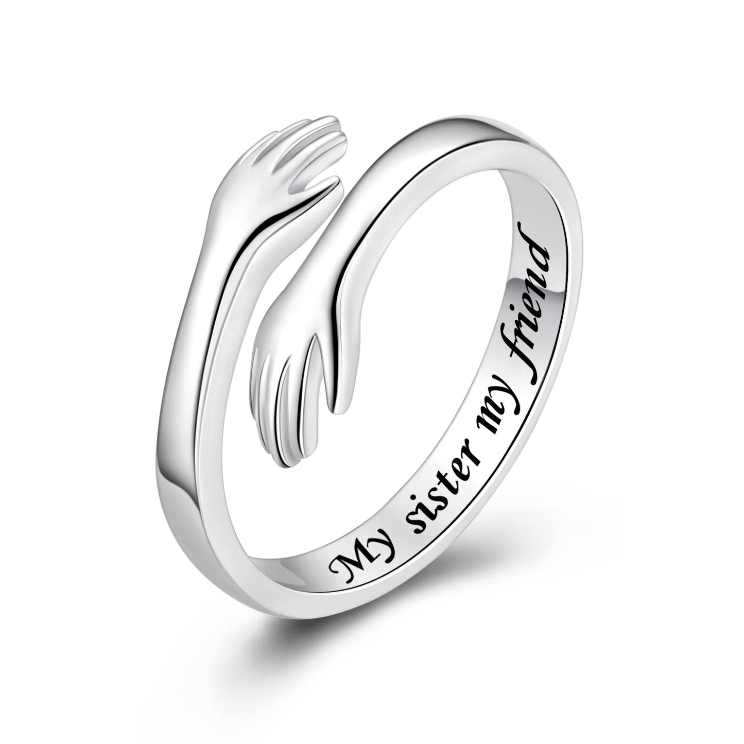 ACJFA 925 Sterling Silver Hug Ring for Women Teen Gilrs - Open Promise Ring Mothers Day Birthday Gifts for Daughters Mom Sister Wife Friends Grandma