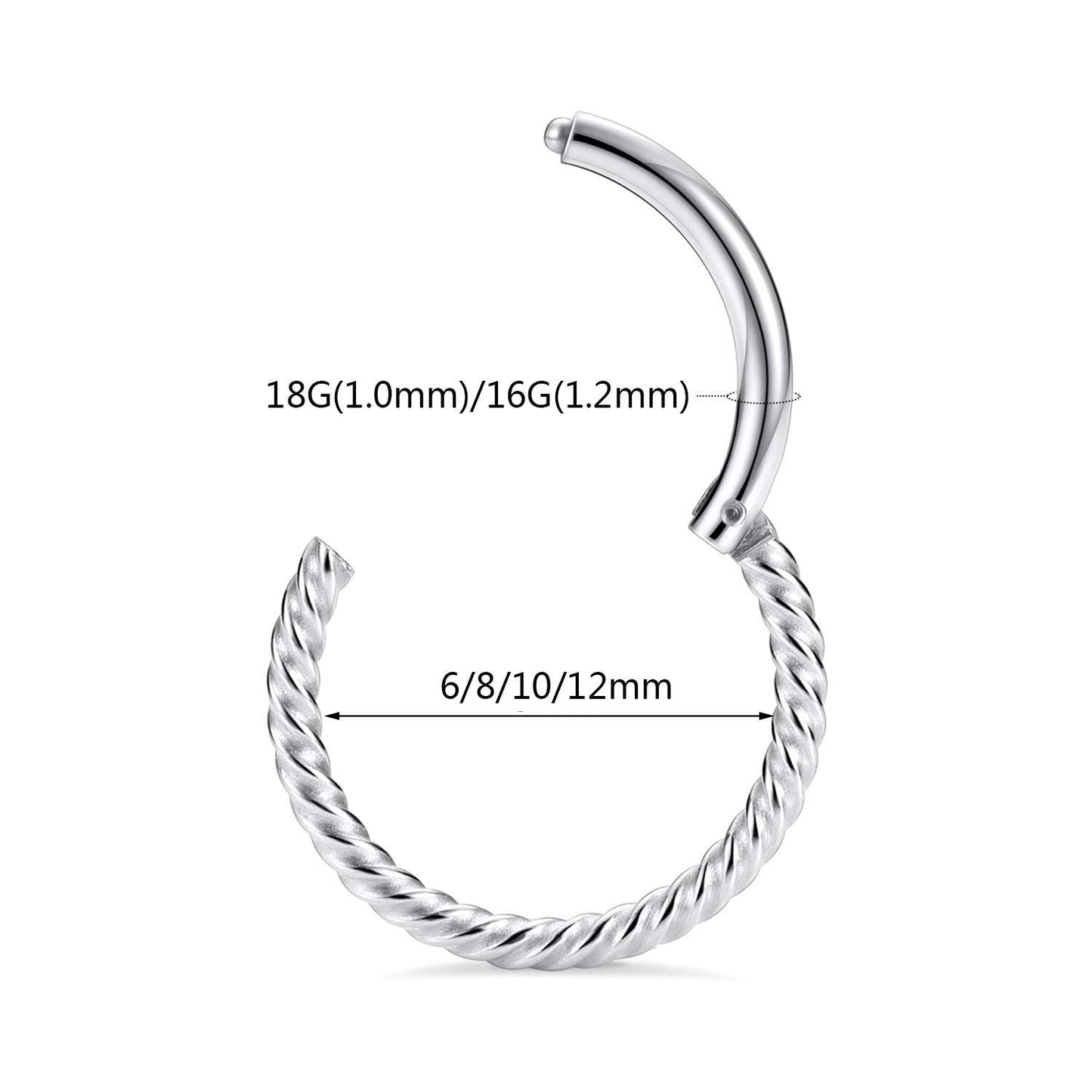 GAGABODY Septum Jewelry: Seamless Septum Clicker Nose Rings - 18 Gauge Hoop, 8mm, Silver Surgical Steel