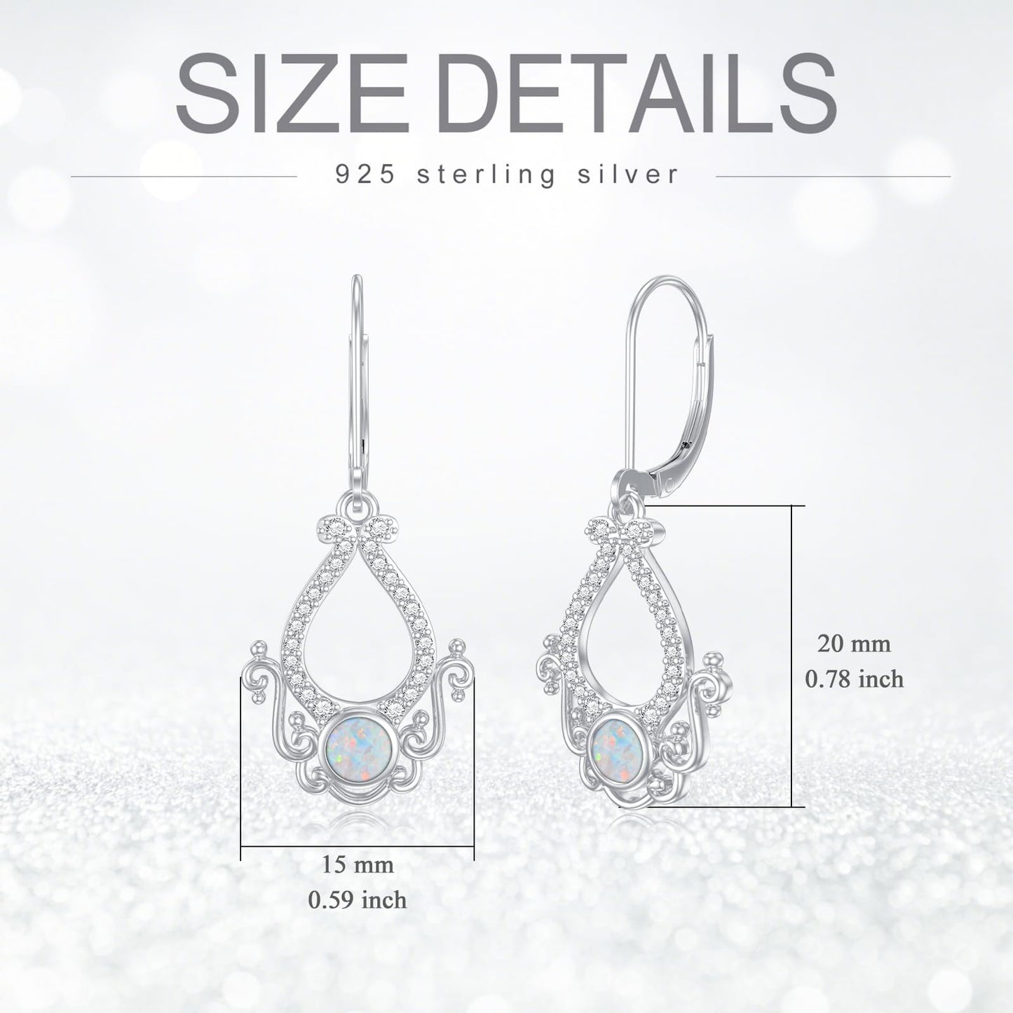 LELOUCHY Opal Leverback Earrings 925 Sterling Silver Earrings Dangle Drop Earring Women Jewelry Gifts