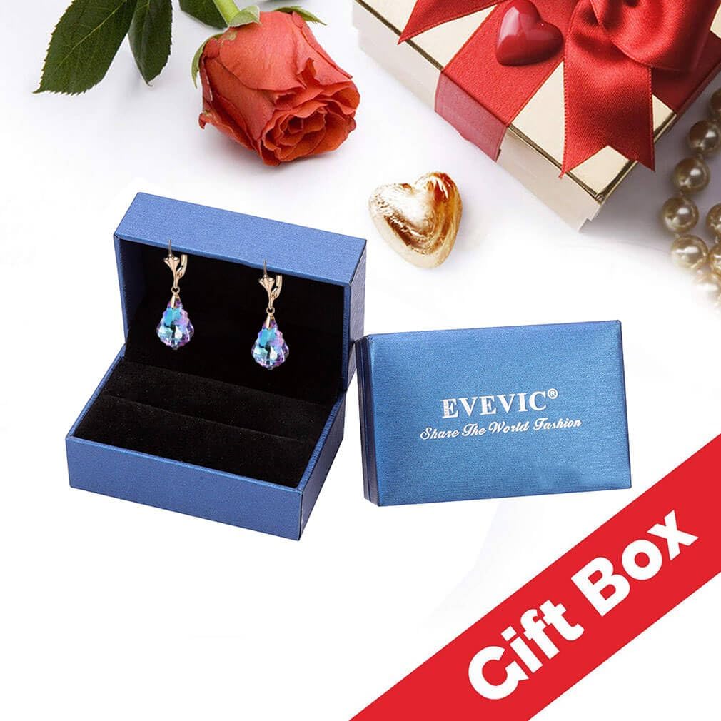 Austrian Crystal Baroque Drop Leverback Earrings for Women Fashion 14K Gold Plated Hypoallergenic Jewelry (Topaz)
