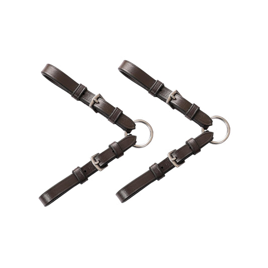 Exion Adjustable Pelham Bit Converter for Horse Bridle – Leather Single Rein Rounding Strap with Double Buckles – English Tack for Jumping & Training – Stainless Steel Hardware – Black & Brown