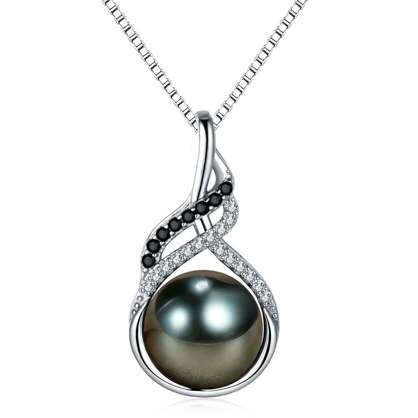 NONNYL Gifts For Wife Wedding Anniversary - Mothers Day Gifts - Real Tahitian Black Pearl Necklaces , Eternal Gift for Her Fine Jewelry Real Pearl , Mothers Day , Romantic Christmas for Birthday or Valentine’s Day