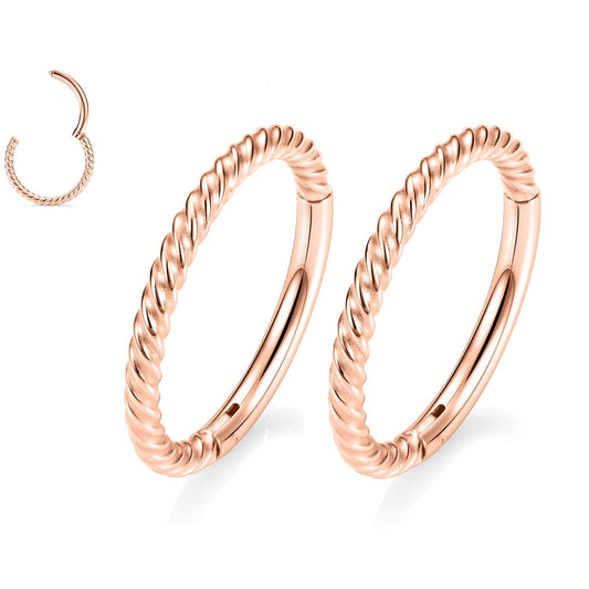 Septum Jewelry: Nose Rings Hoops & Clickers - 16g, 12mm, Rose Gold & Surgical Steel