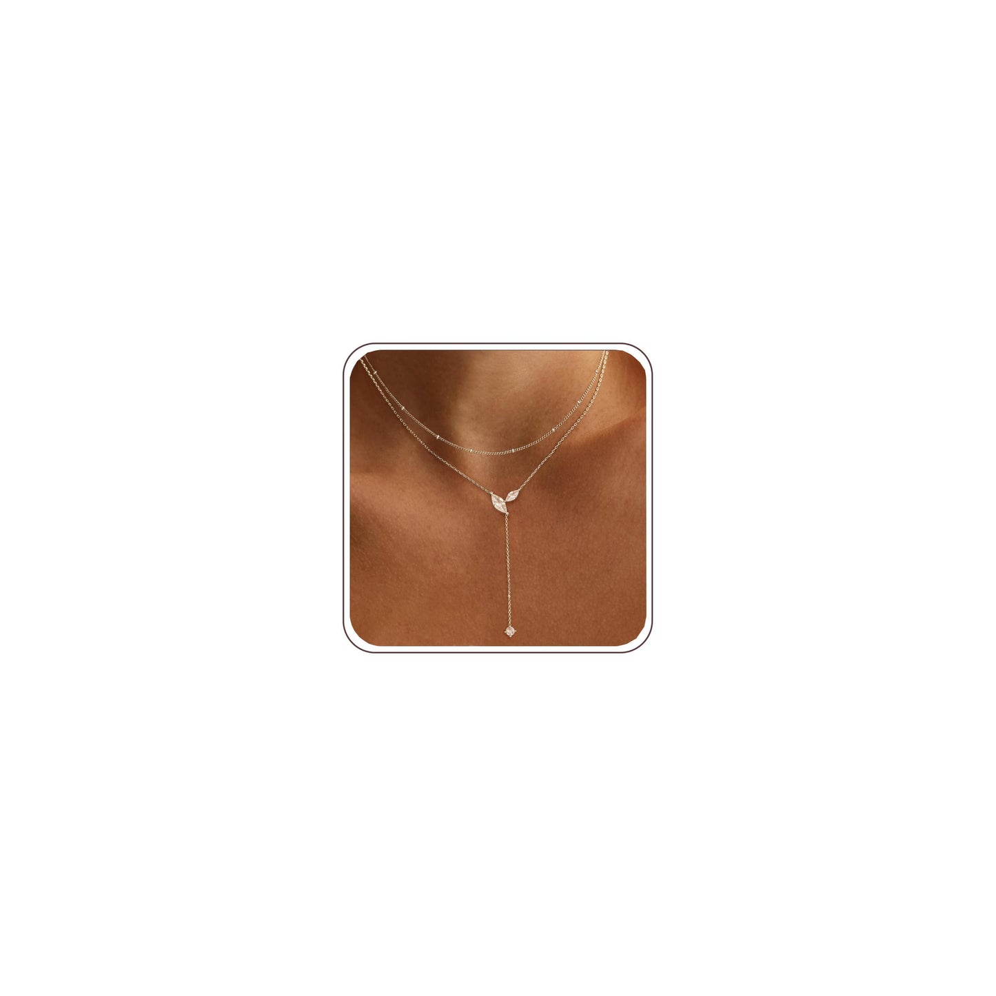 FUCJOEE Silver Layered Necklaces for Women, Dainty Long Silver Necklace Stack Boho Y Shaped Drop Necklace Set Simple Layering Necklaces for Women Trendy Silver Jewelry Set Fashion Accessories