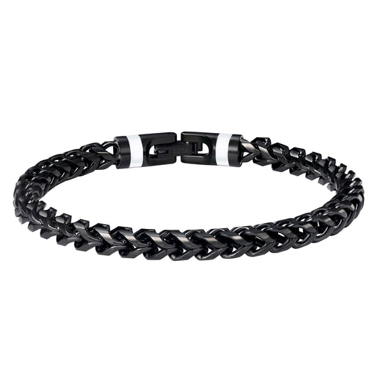 GTMJ 316L Stainless Steel Black Franco Chain Bracelet for men 7.5 Inches