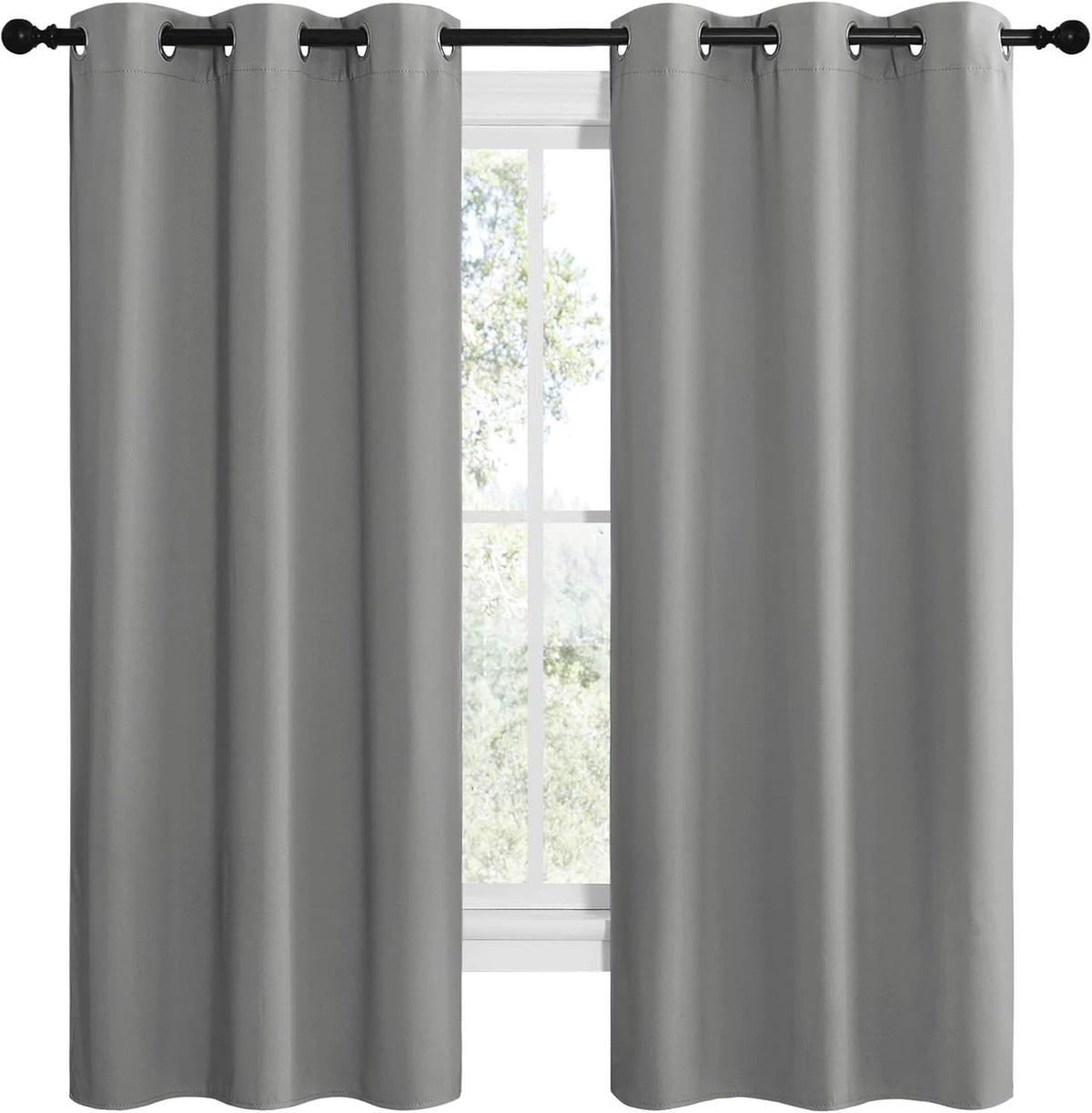 NICETOWN Thermal Insulated Blackout Curtains - Kids' Window Drapes for Nursery | Silver Grey, 2 Panels (W42 x L68-Inch)