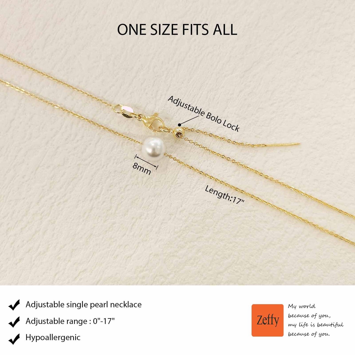 Zeffy Pearl Necklaces for Women, Single Pearl Choker Adjustable Necklace Tiny Simple Handmade Pearl Chain Women Everyday Jewelry Gifts