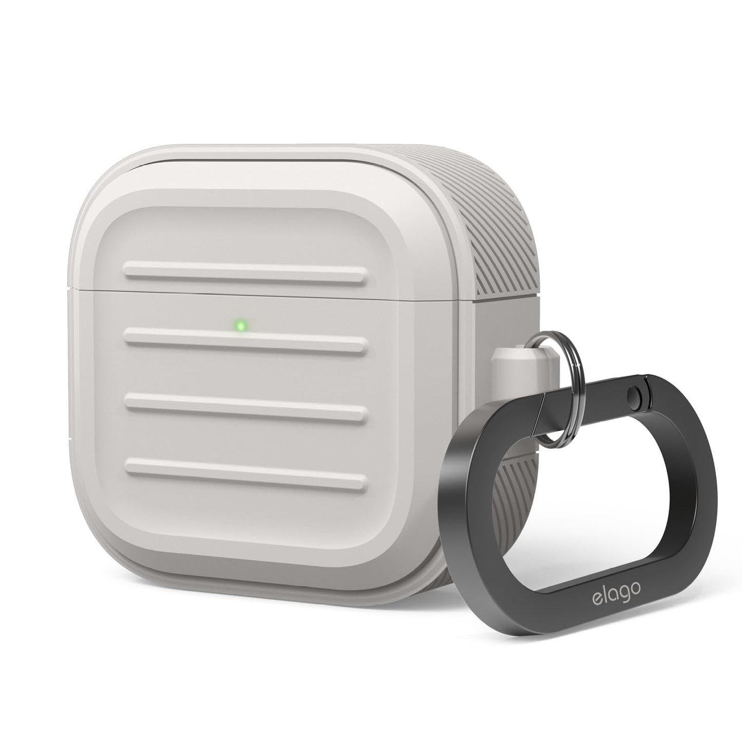 elago Armor Compatible with AirPods 4 Case - for AirPods 4th Generation Cover, Carabiner Included, Supports Wireless Charging, Shock Resistant, Full Protection (Stone)