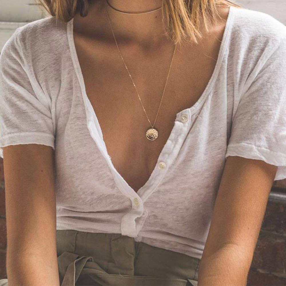 Turandoss Layered Full Moon Necklace, Layered Pendant Handmade Necklaces for Women
