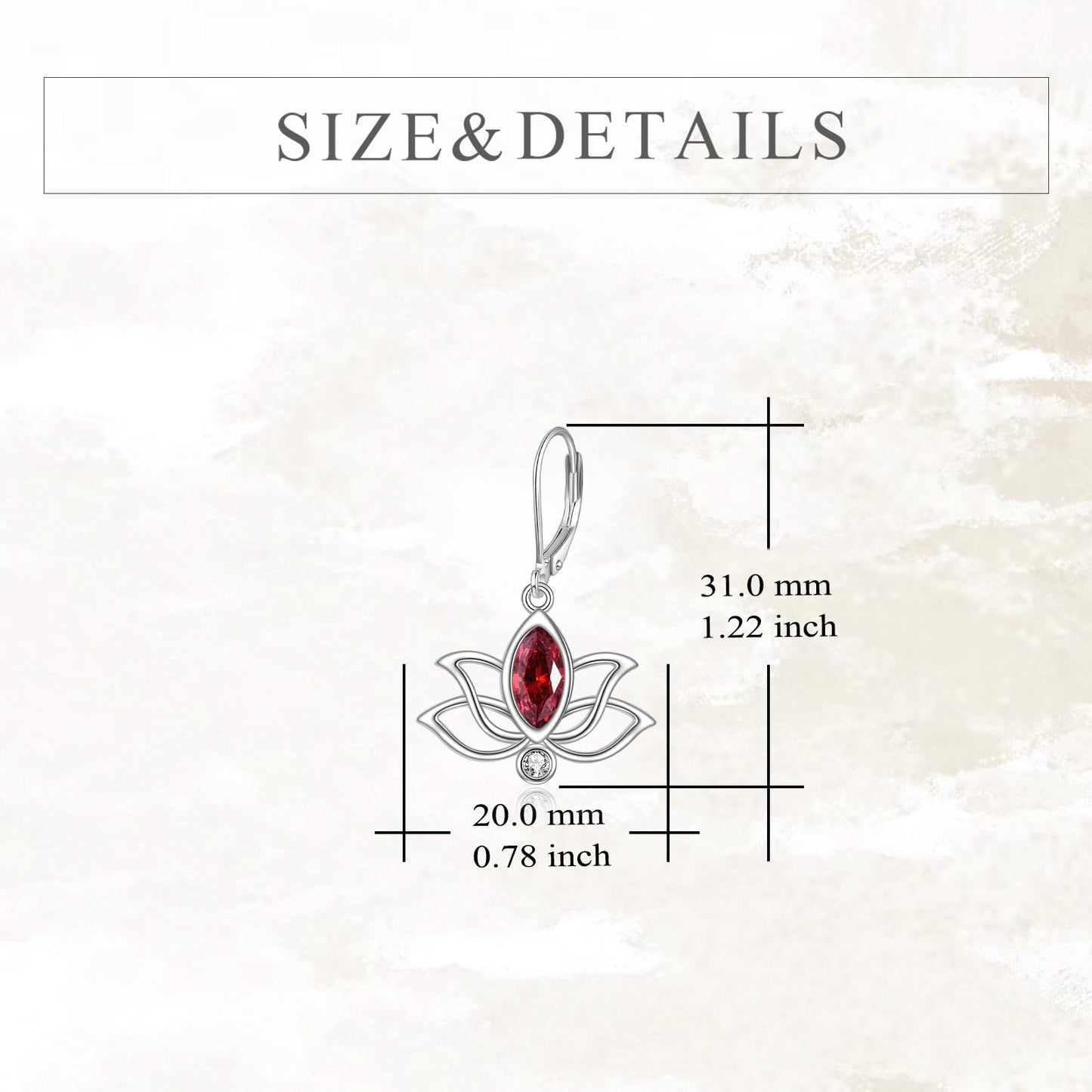 YFN Lotus Flower Earrings Sterling Silver Birthstone Lotus Leverback Dangle Drop Earrings Jewelry Gifts for Women (A. Jan)