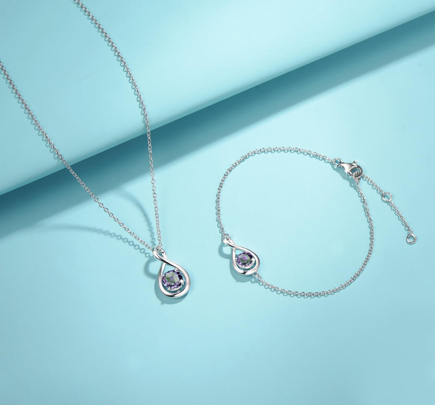 FANCIME Alexandrite Necklaces June Birthstone Necklace for Women, Sterling Silver Infinity Pendant Fine Jewelry Anniversary Birthday Mothers Day Gifts for Daughter