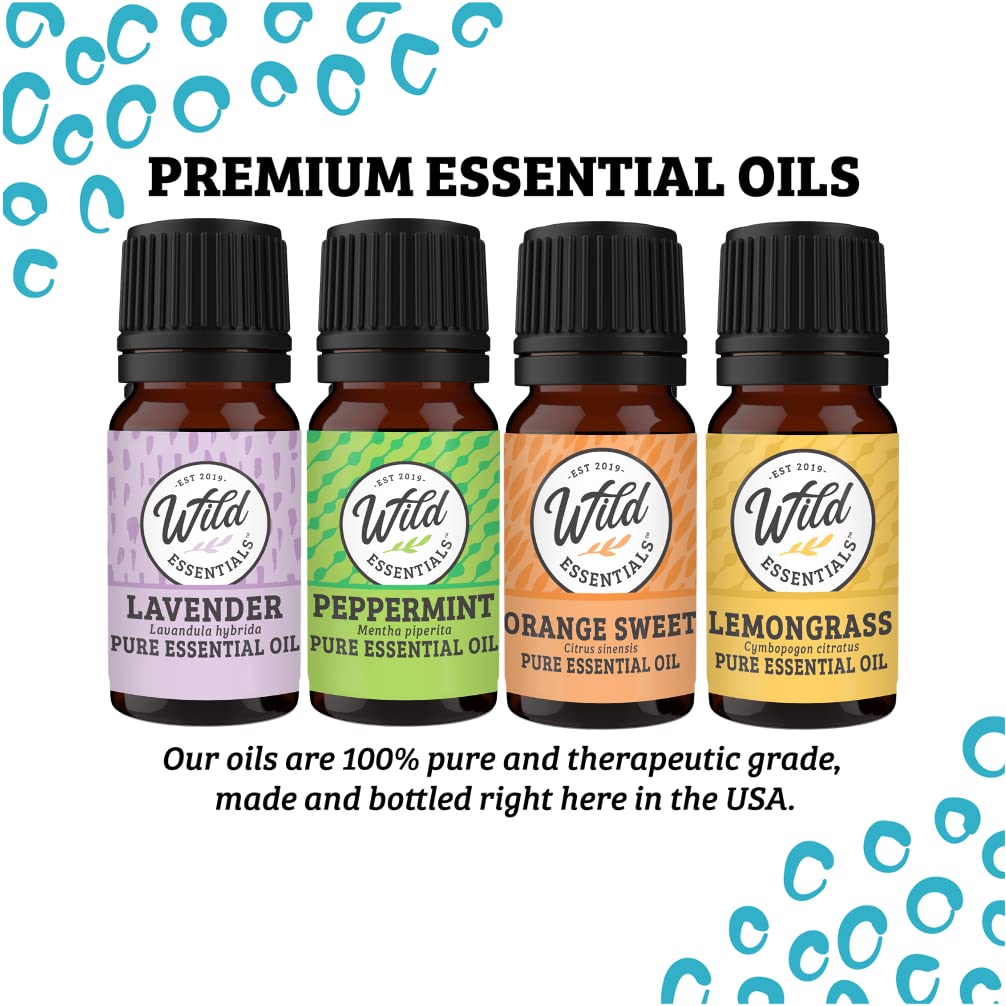 Wild Essentials Seashell Necklace Essential Oil Diffuser Kit with Lavender, Lemongrass, Peppermint, Orange Oils, 8 Refill Pads, Calming Aromatherapy Gift Set, Customizable, Perfume