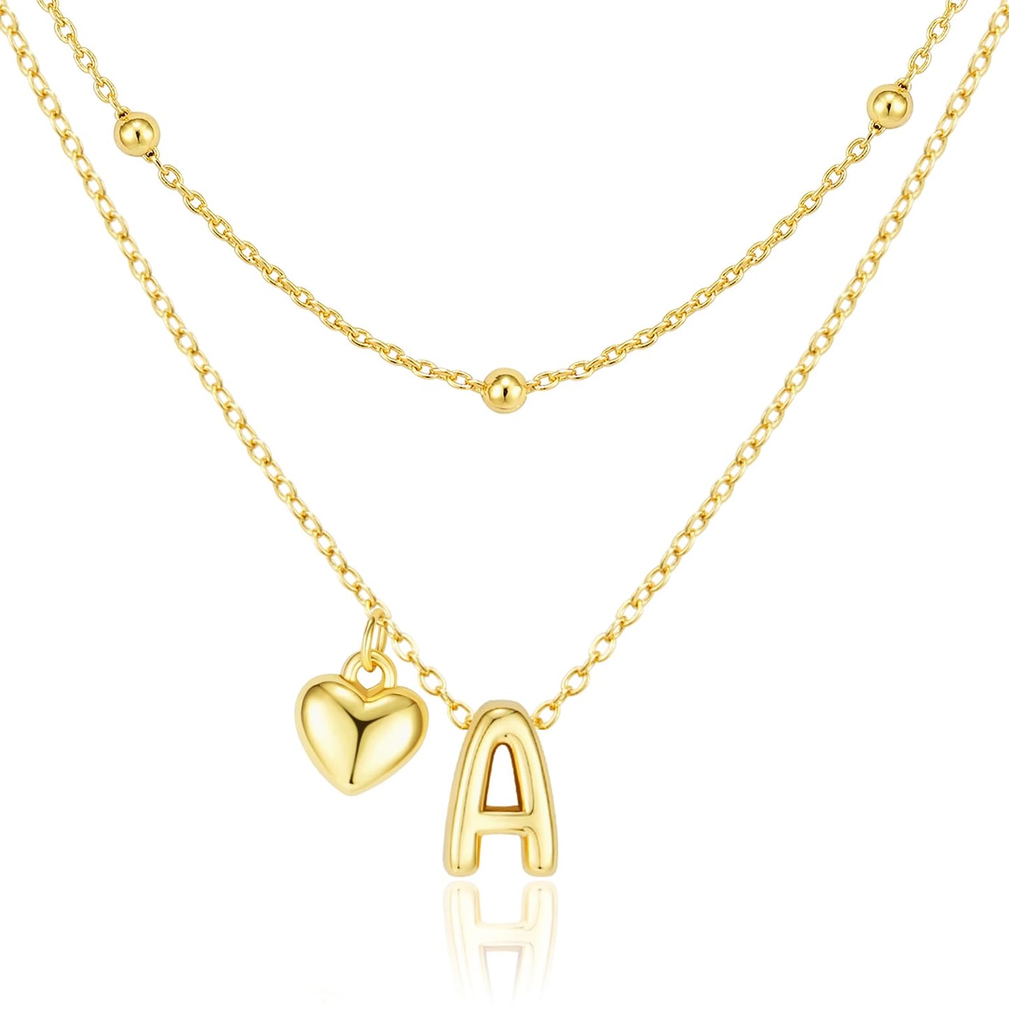 adoyi Gold Heart Initial Necklaces for Women Hers Dainty 14K Gold Plated Heart Layered Letter A Pendant Necklace Stack Trendy Jewelry Birthday Valentines Gifts for Women Jewelry