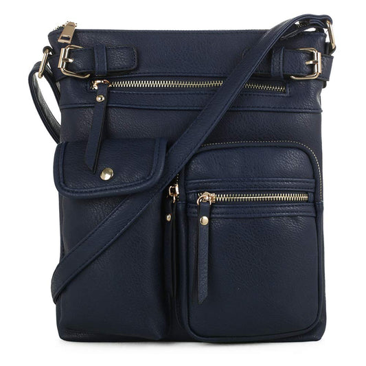 SG SUGU Katie Lightweight Medium Crossbody Bag Shoulder Bag with Multi Pocket for Women | NAVY