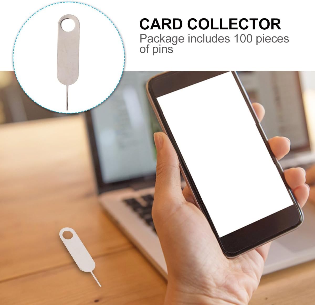 100pcs Set SEWACC Universal Sim Pin Eject Tool for Mobile Phones, Hard Steel Removal Needle Compatible