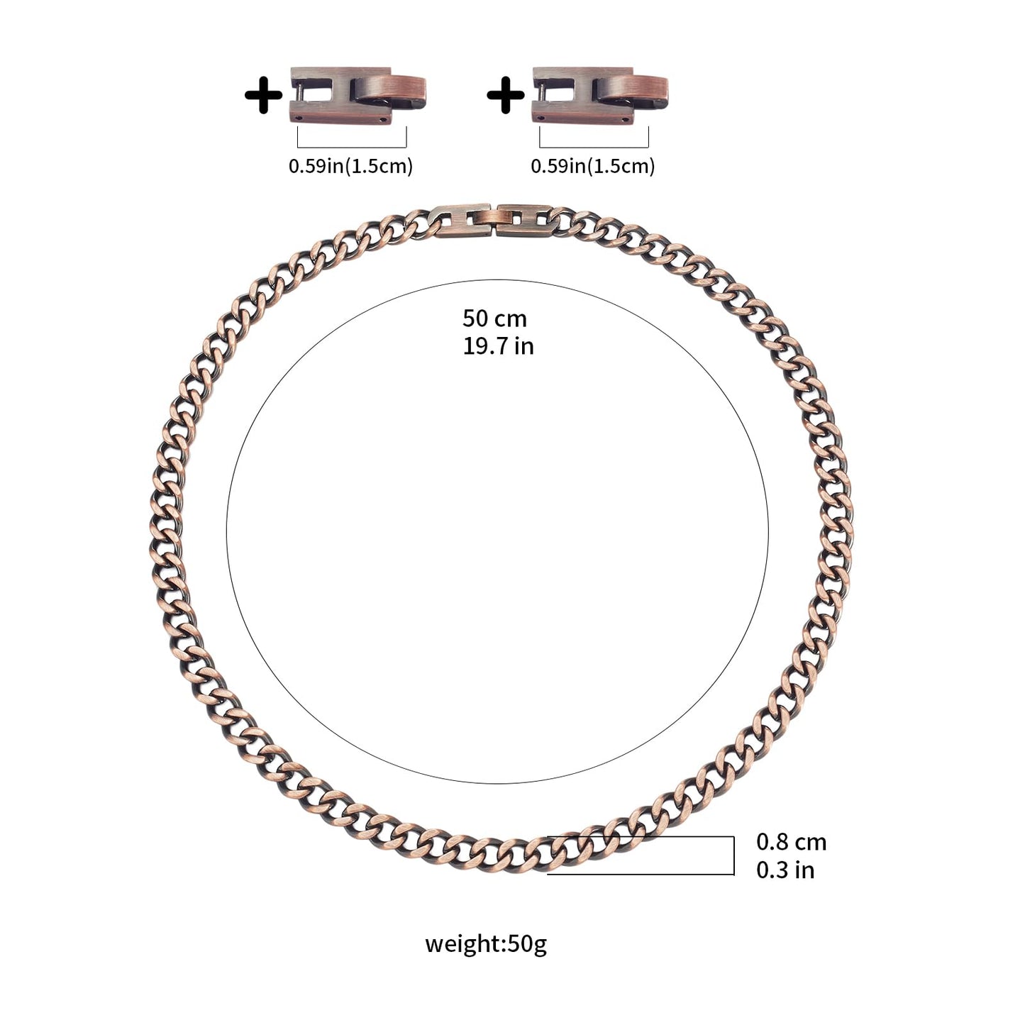 EnerMagiX Copper Necklace for Women Men, 99.9% Pure Copper Hands Copper Chain Recklace, Adjustable Jewelry Gifts（19.7inch）
