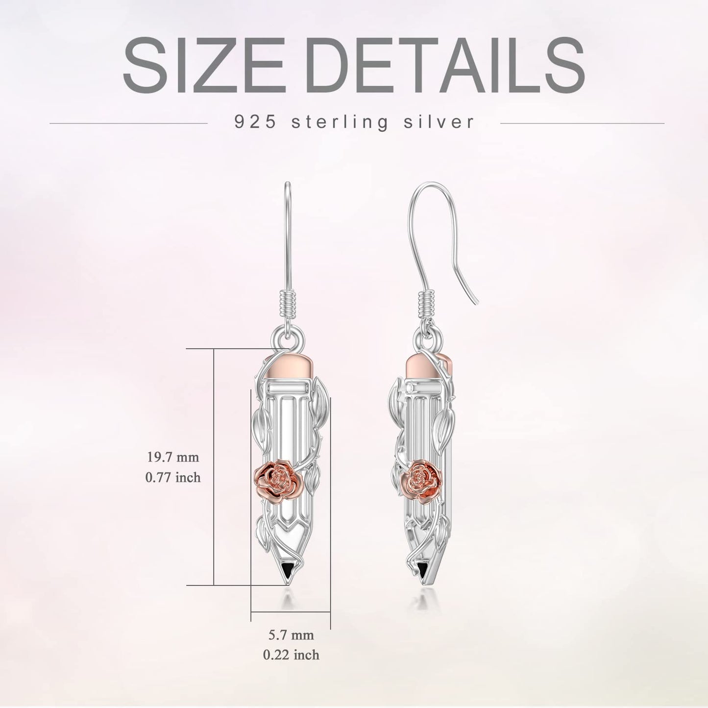 PROESS Graduation Gifts Teacher's Earrings 925 Sterling Silver Pencil Earrings for Women Funny Pencil Drop Dangle Earrings for Teachers Students Back to School Gifts
