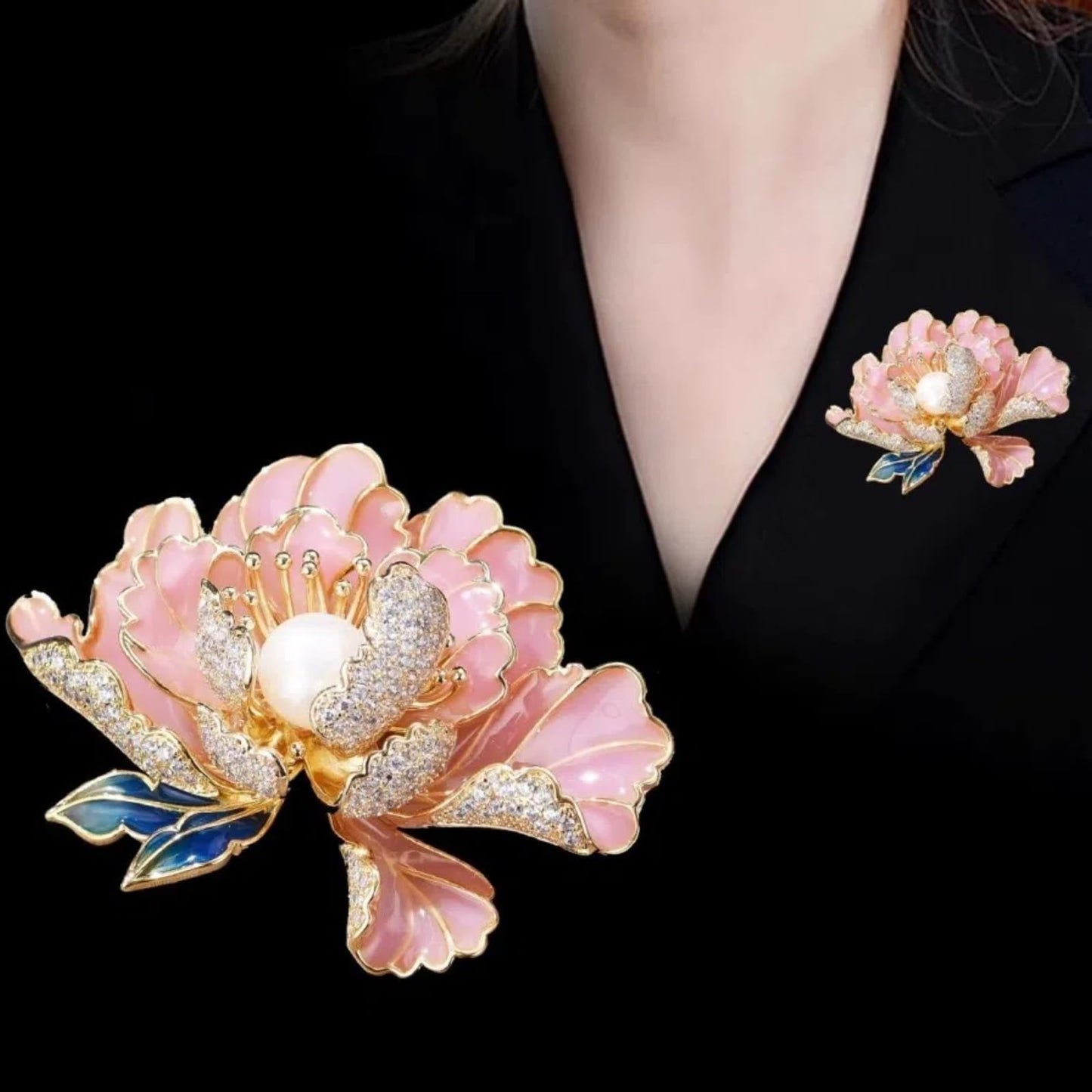 Fashion Brooches For Women, Peony Flower Brooch Pins, Suitable For Party And Daily Wear On Many Occasions,Pink