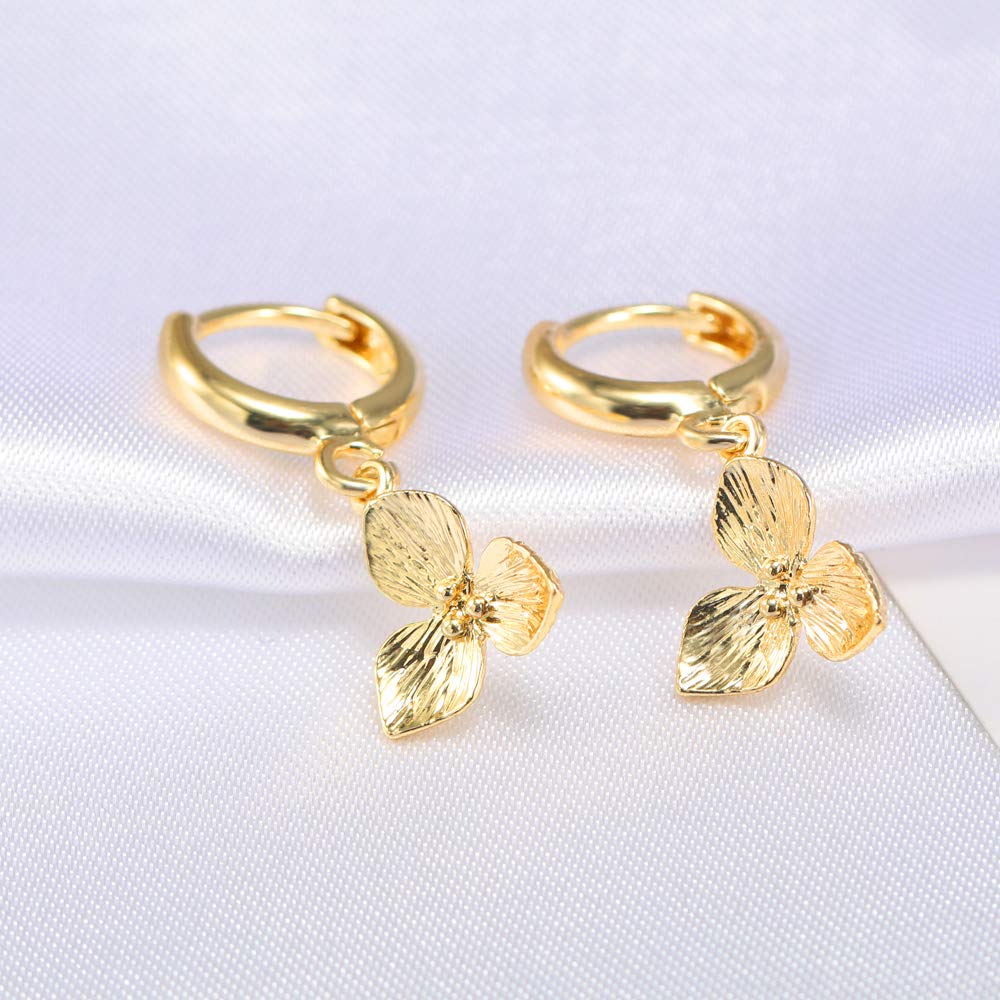 Flower Hoop Earrings Dangle Drop Hoop Earrings With Small Charm for Women Vintage Huggie Hoops Elegant Dangling Jewelry