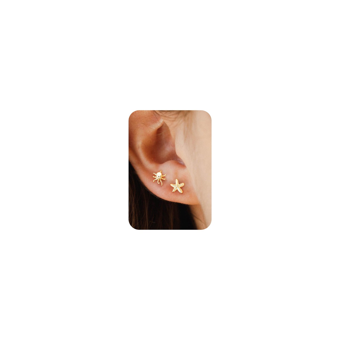 Plenky Gold Earrings for Women - 2 Pairs 14K Gold Plated Small Starfish and Octopus Stud Earrings Set Summer Beachy Jewelry for Women Gifts