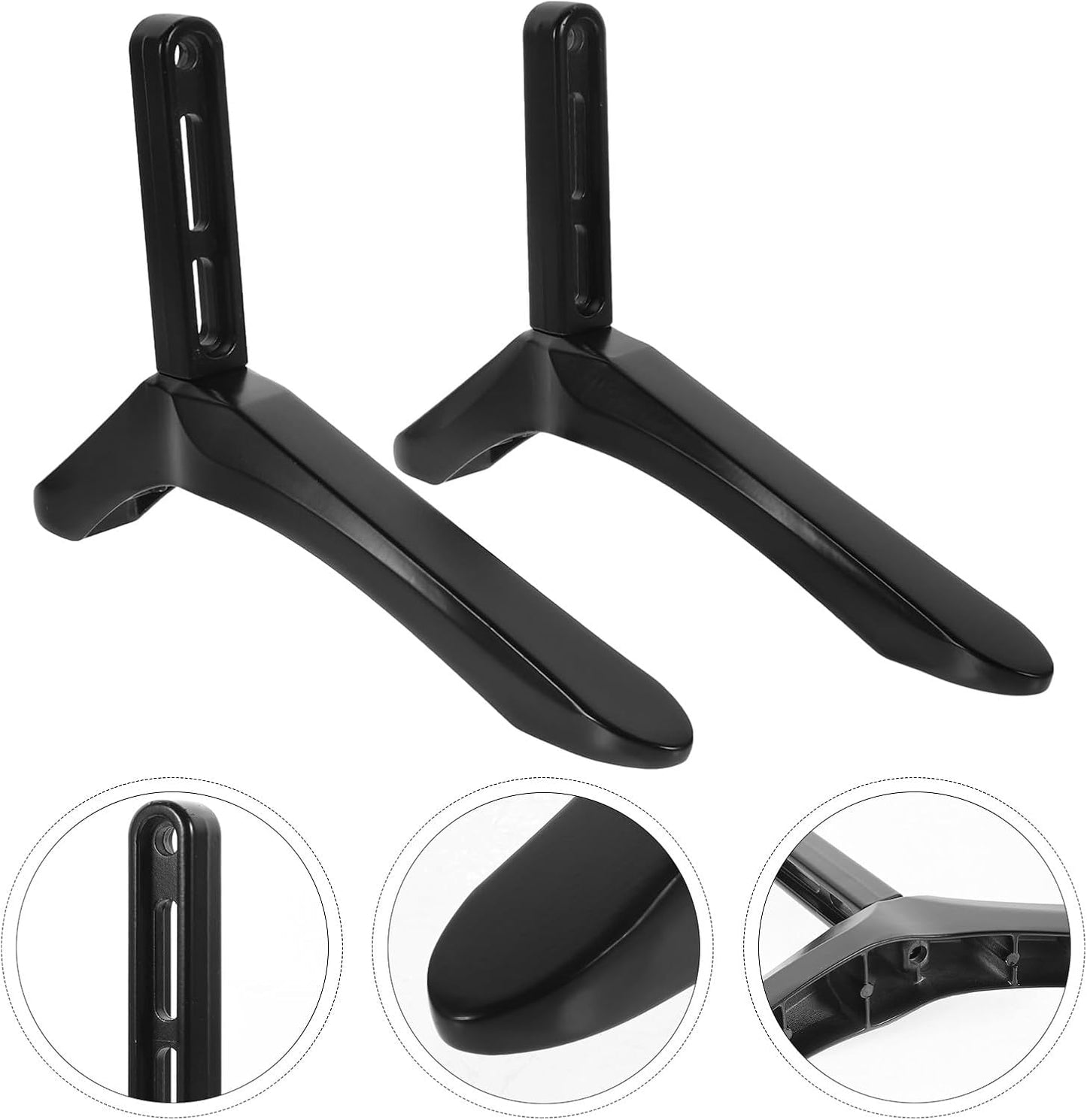 Toyvian Tv Support Base Stand with Screws, Stable Black Tabletop Tv Bracket Replacement for Flat Screen Televisions