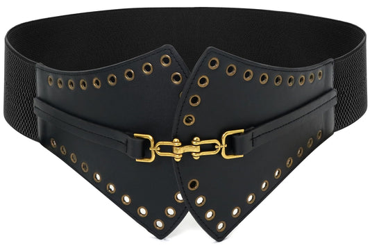 BAOKELAN Women Wide Elastic Belt Vintage Irregular Stretchy Waist Belts for Dresses Black 100CM