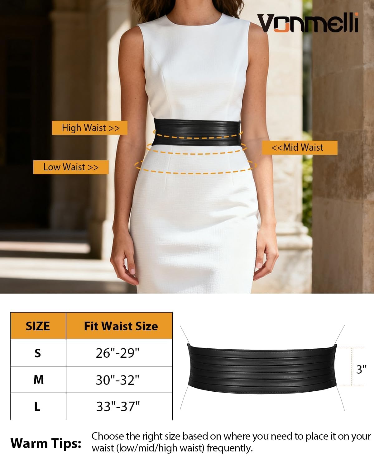 VONMELLI Women's Elastic Leather Wide Belts for Dresss Stretchy Waist Belt Fashion Ladies Corset Belts, Gold M