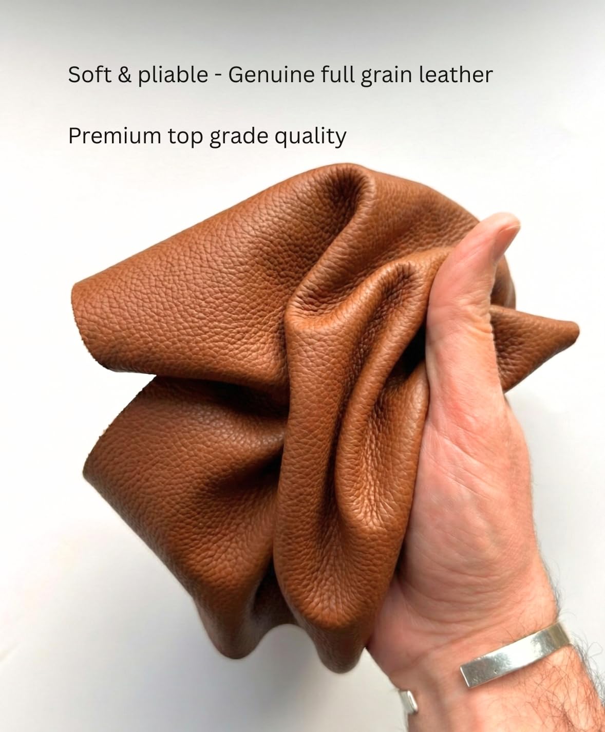 12'' x 24'' Genuine Full Grain Cowhide Leather Sheet — Soft Leather for Upholstery Repair, Handbags, Wallets, Sewing, Crafts, & DIY Projects — 1.1-1.3mm (3oz) Pre-Cut (Cognac Brown, 1 Piece)
