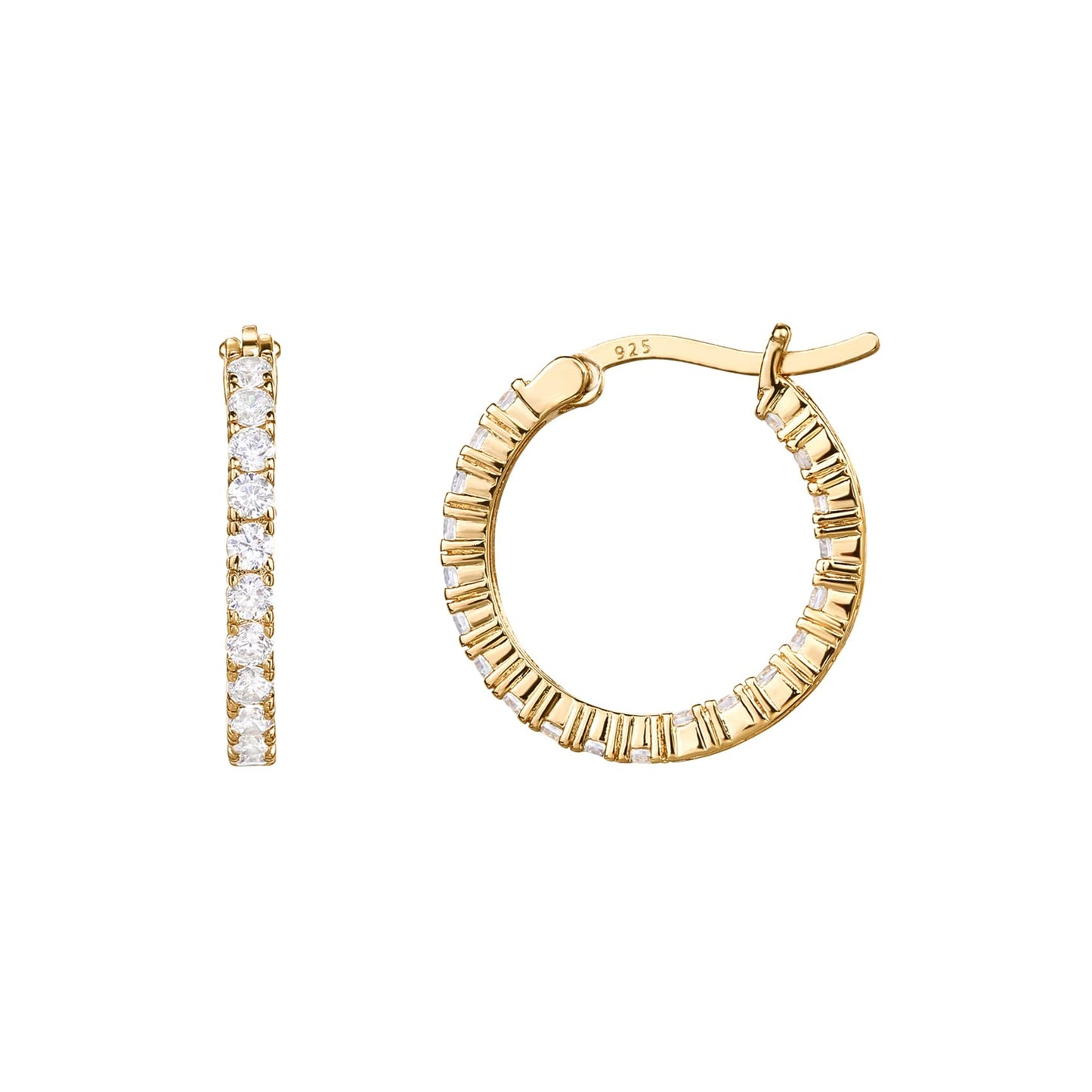 PAVOI 18K Gold Plated 925 Sterling Silver Post Cubic Zirconia Hoop Earrings (20.00, Yellow Vermeil)