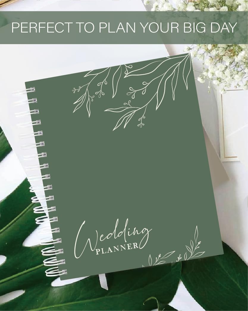 WeddingGiftsWedding Wedding Planner for Bride,Wedding Planning Book and Organizer,Wedding Binder Book with Pockets,Perfect Engagement Gifts for Newly Enaged Couples (Sage Green)