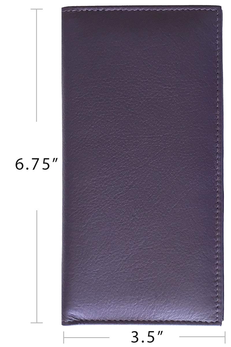 123 Cheap Checks Purple Basic Genuine Leather Checkbook Cover For Men & Women
