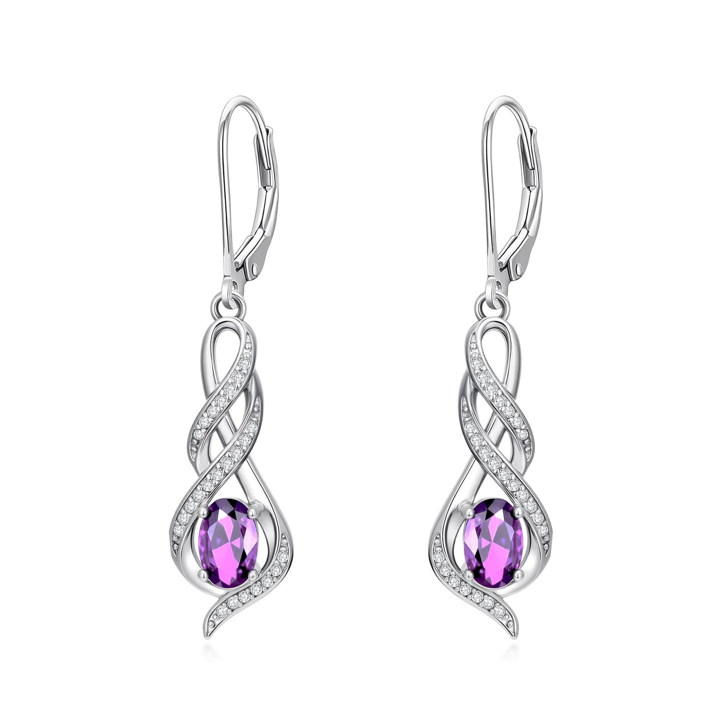 POIUY Birthday Gifts for Women Alexandrite June Birthstone Infinity Leverback Dangle Earrings Hypoallergenic Drop Earrings Love Jewelry Anniversary Christmas Wedding Gift for Mom Wife Sister Daughter Girlfriend