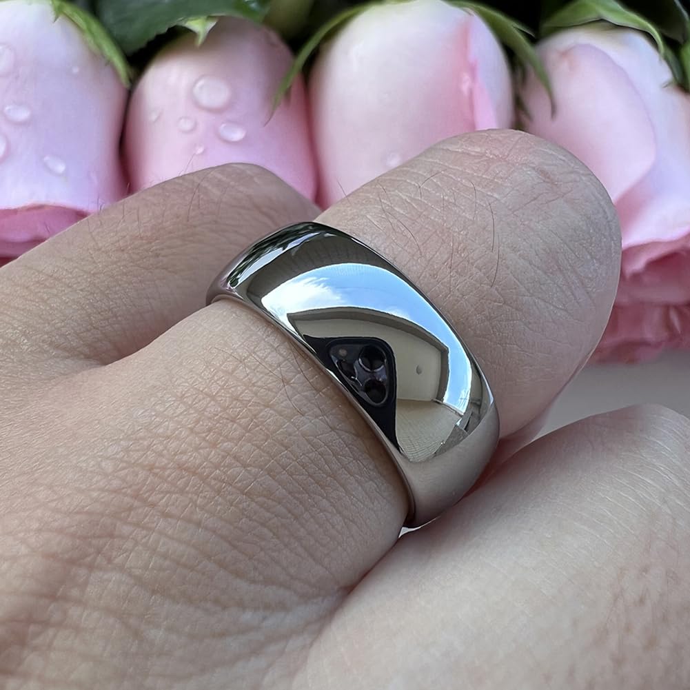 TUTISS 8mm Tungsten Rings for Men Women Engagement Wedding Bands Domed Polished Comfort Fit Size 9