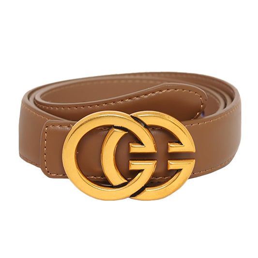 Aurolran Women's Fashion Classic Metal Buckle Leather Belt with Jeans Dress