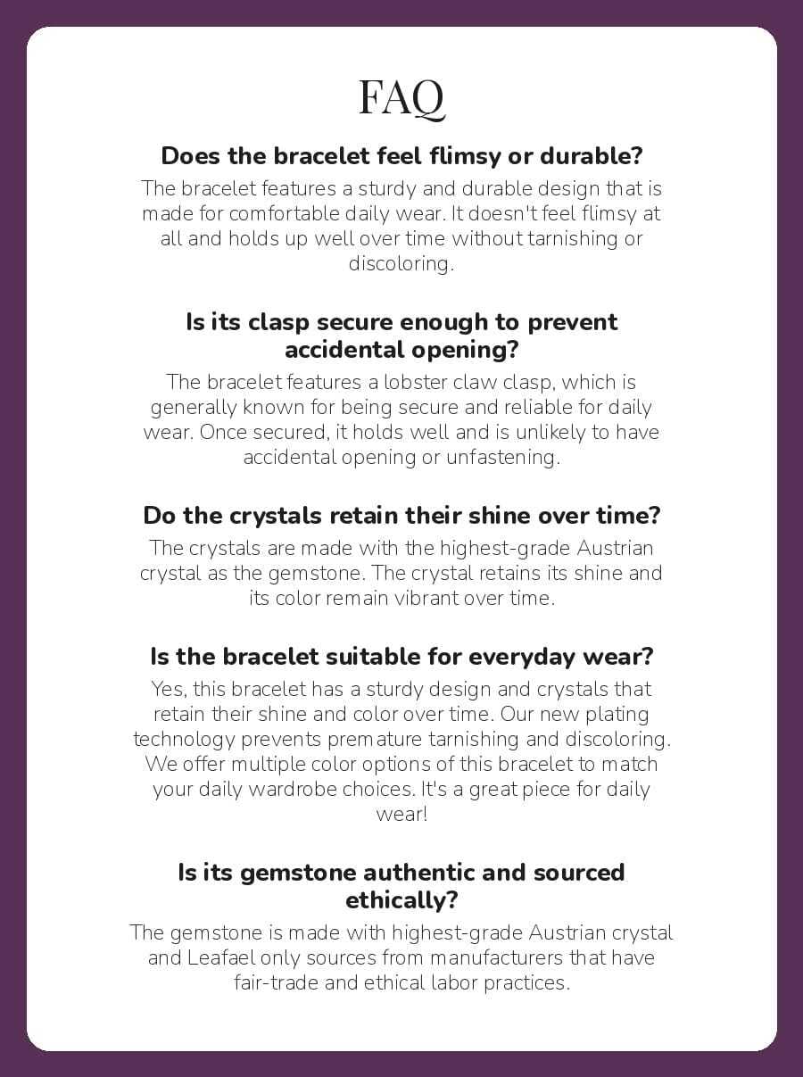 Leafael Infinity Love Heart Gift Bracelet for Women, Healing Stone for Protection, Crystal Black, Silver Tone, 7-inch Chain and 2-inch Extender