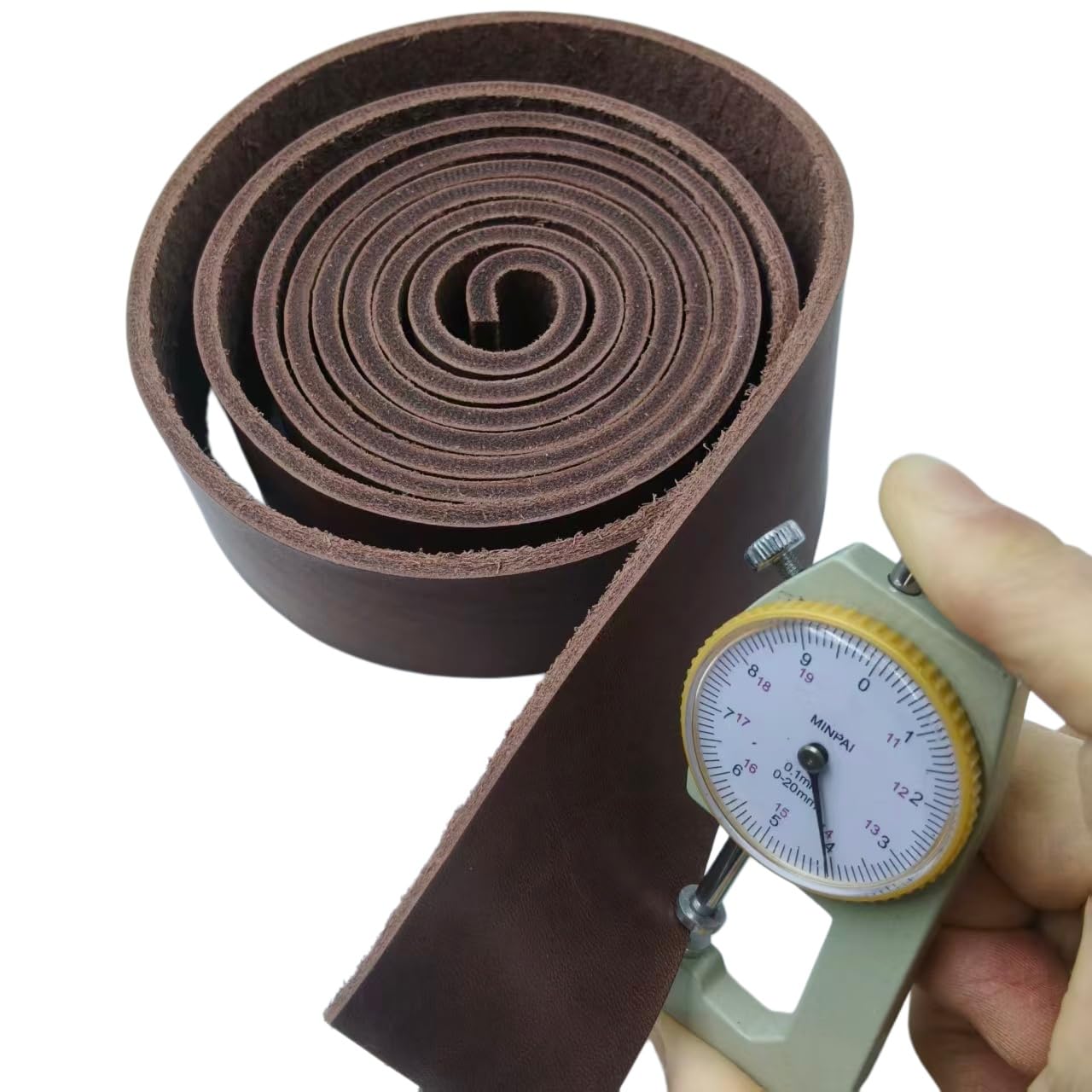 Premium Leather Strap, Brown Genuine Leather Strips, Heavy-Duty Leather Strip 4-5 Millimeters Thick (10-12.5 Ounces), Full Grain Leather Strips for Crafts(Brown 2.36"× 80")